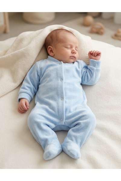 MiniKids Salopeta catifea, Bebe Kid, blue