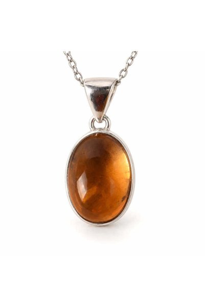 craftmystic Colier cu Citrin tratat termic, piatră ovală, Argint 925 - Atrage...