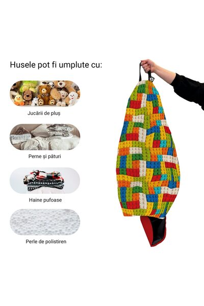 Updeco Husă exterioară pentru puf tip fasole, model pară, fără umplutură, imp...