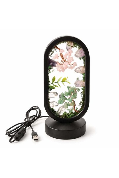 craftmystic Lampă cu Aventurin Verde și Cuarț Roz, formă ovală, Cupru și Metal