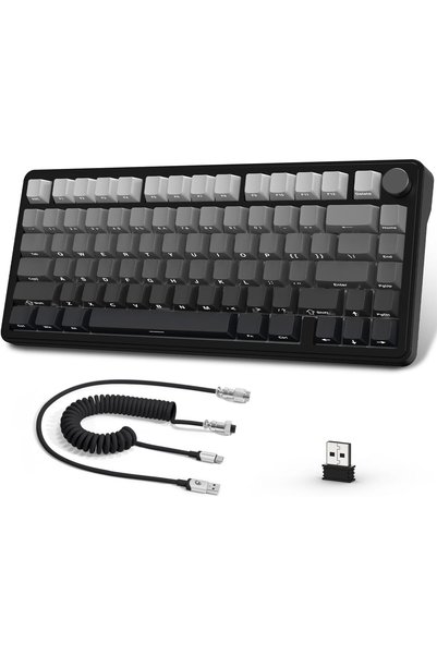 Ajazz لوحة مفاتيح ميكانيكية A.JAZZ x ATTACK SHARK X85، لوحة مفاتيح لاسلكية لل...