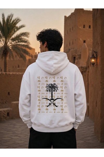 HAI COLLECTİON White Oversized Hooded Sweatshirt, Unisex