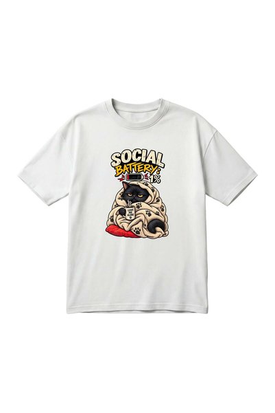 barsdepo Cat Printed Unisex Oversize T-Shirt