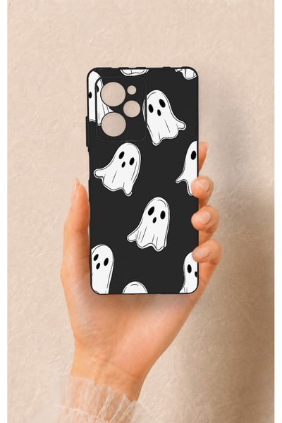 Vip Case غطاء سيليكون بتصميم لطيف على شكل شبح، متوافق مع هاتف Poco X5 Pro.