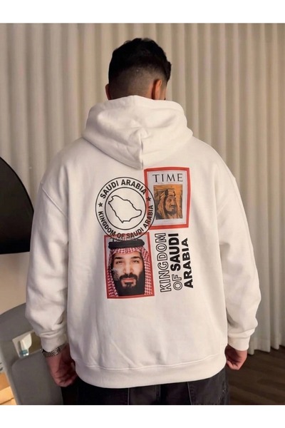 HAI COLLECTİON White Oversized Hooded Sweatshirt, Unisex