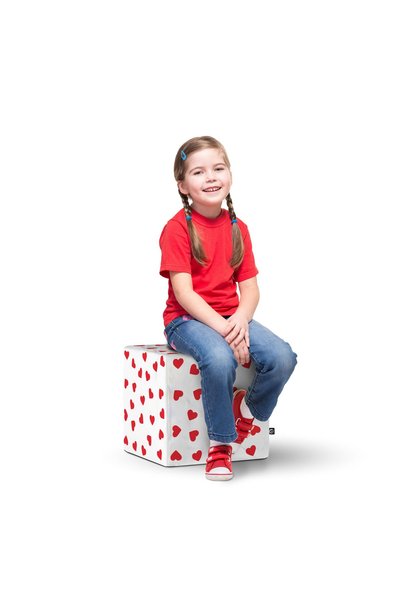 Updeco Taburet Cub L, din burete, material textil, cu husa detasabila, dimens...