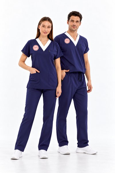 Çatı Medikal Basic - Sorumlu Hemşire Forması Likralı Scrubs (Unisex) (Yeni Yö...