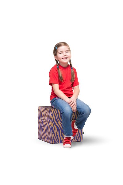 Updeco Taburet Cub L, din burete, material textil, cu husă detașabilă, dimens...