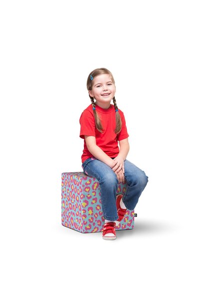 Updeco Taburet Cub L, din burete, material textil, cu husa detasabila, dimens...