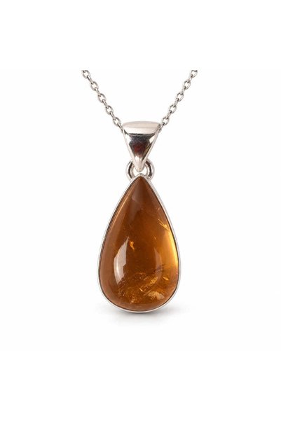 craftmystic Κολιέ με θερμικά επεξεργασμένο Κιτρίνο, σχήμα σταγόνας, Ασήμι 925...