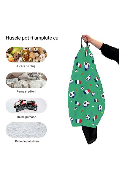 Updeco Husa Puf Beanbag tip Para L, impermeabil, cu maner, 80 x 80 x 55 cm, F...