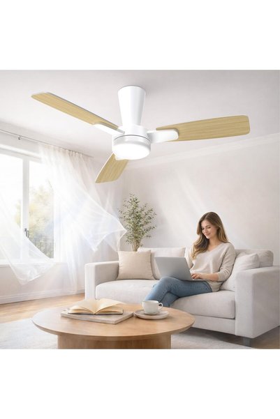 Dotail Таванен вентилатор Mefine с LED осветление, 106 см диаметър, 6 скорост...