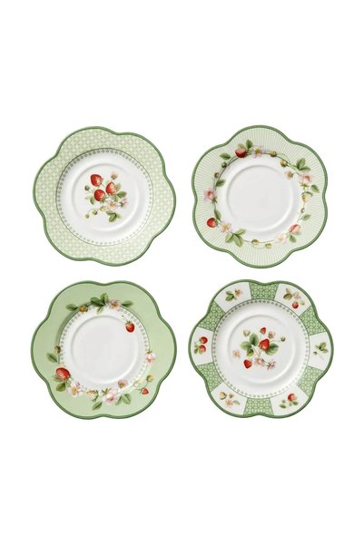 Lucky Art Emberlynn Bone 4-Piece Tea Plate Set