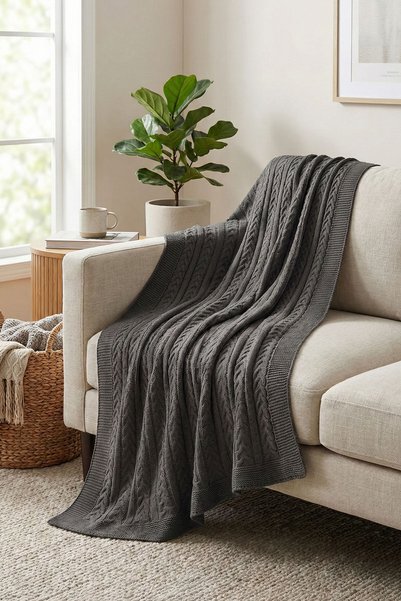 Nazik Home Πλεκτή κουβέρτα Motta για τηλεόραση (130 x 150 εκ.)