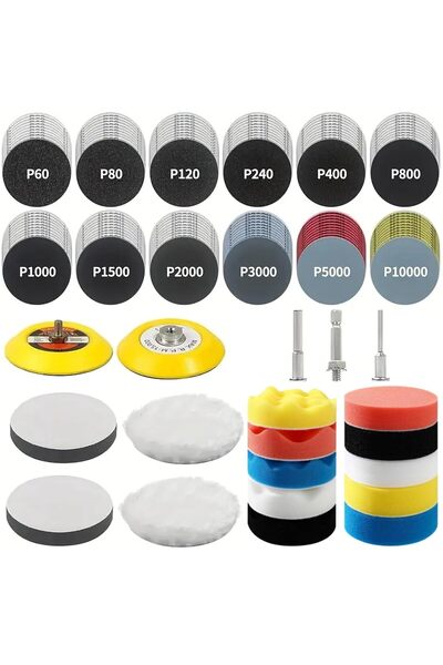 Yibang Set de 200 discuri de șlefuire și restaurare faruri, 50mm, granulație ...