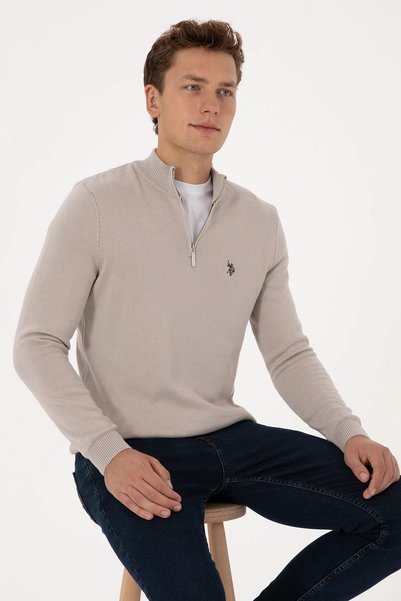 U.S. Polo Assn. Men's Regular Fit Half-Zip Mock Neck Basic Sweater