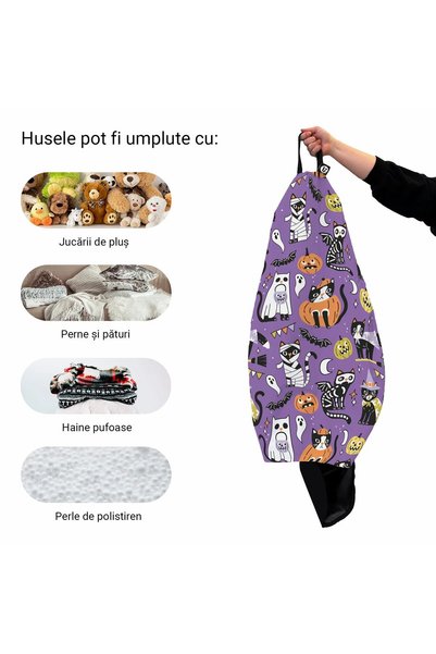 Updeco Husă de puf XL, formă de pară, impermeabilă, cu mâner, 90 x 90 x 60 cm...