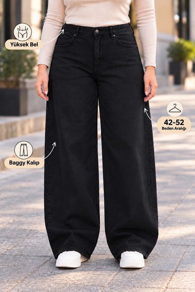 as so WOMEN'S PLUS-SIZE BAGGY JEANS WITH HIGH-LEG, WIDE LEGS AND A LOOSE FIT,...