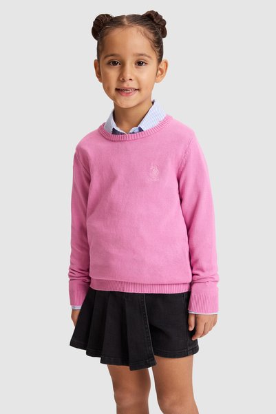 U.S. Polo Assn. Girls' Pink Basic Sweater 50329733-VR167