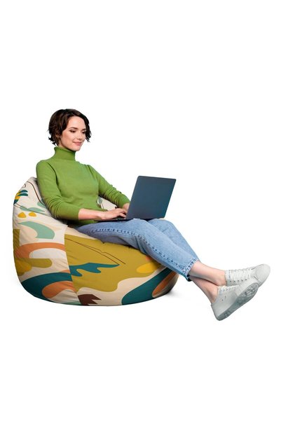 Updeco Pachet: Fotoliu + Husa Puf Bean Bag tip para XL, impermeabil, indoor/o...