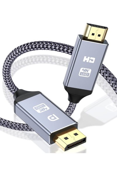 GENERAL كابل DisplayPort إلى HDMI بدقة 4K بطول 2 متر، سلك DP إلى HDMI، نقل أح...