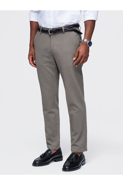 OMBRE Chino bărbați, croială slim fit, picior conic, talie medie, bej închis ...