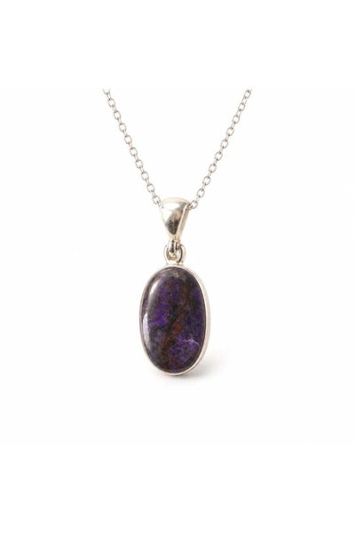 craftmystic Necklace with oval Sugilite 18 mm, 925 Silver, love and compassion