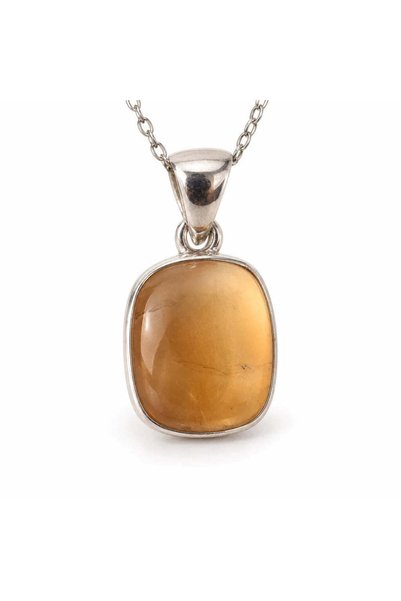 craftmystic Ορθογώνιο Κολιέ Κιτρίνης, Ασήμι 925 - Προσελκύει Πληθώρα