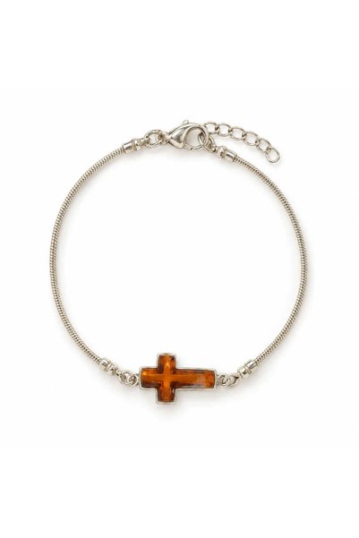craftmystic Brățară cu Chihlimbar în formă de Cruce, Argint 925 - Energie și ...