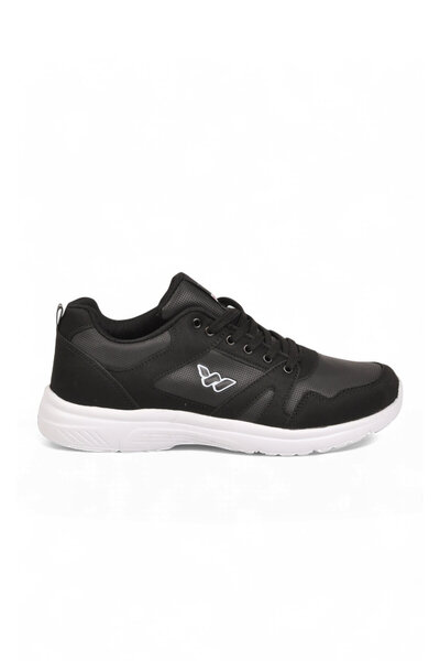 WALKWAY Men's Black and White Lace-Up Lightweight, Flexible Walking and Athle...
