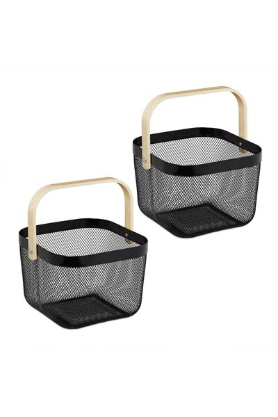 Relaxdays Set de 2 coșuri de depozitare Relaxdays, Cu mâner, 26 x 24,5 x 17,5...