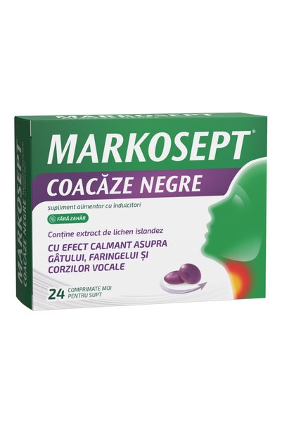Fiterman Pharma MARKOSEPT BLACKCURRANT 2 blisteruri x 12 pastile moi