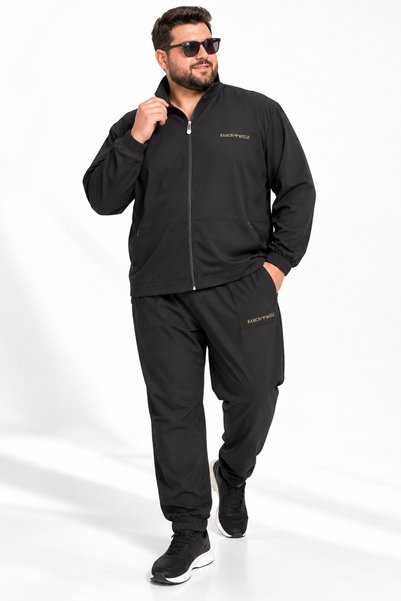 Ramon Miele Plus-Size Men’s Mock Neck, Zippered Pocket, Stretch Fabric, Black...