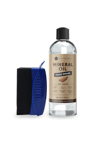 Kate Naturals Mineral Oil for Wood Cutting Board Oil, Butcher Block, and Knif...