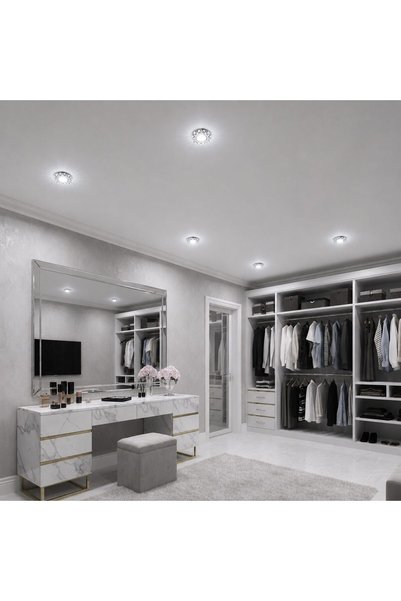 Evolium , Spot LED ORBITA, 5W, Rotund, Lumină rece + RGB, Alb, Rășină și Sticlă