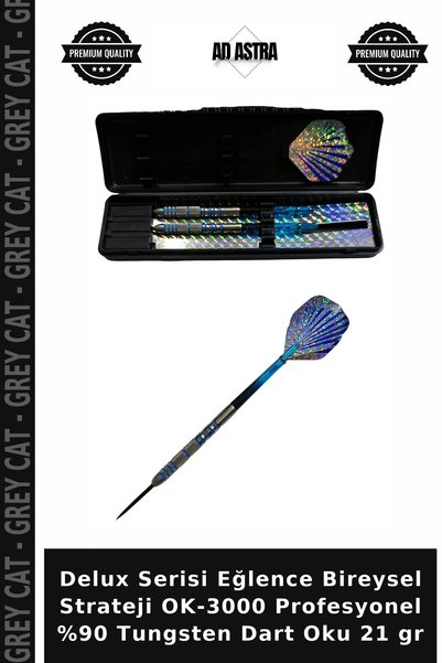 grey cat Delux Serisi Eğlence Bireysel Strateji OK-3000 Profesyonel %90 Tungsten Dart Oku 21 gr