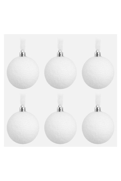 OEM Set Globuri de Crăciun Albe din Spuma Ø6 cm - 6 bucăți, pentru decorațiun...