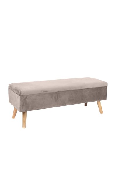 Relaxdays Storage Bench Relaxdays, Velvet, Wooden Legs, 110 x 40 x 40 cm, Beige
