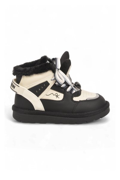 Marco Kids Adidași negri, căptușiti cu blană, cu șireturi, bocanci cu șiretur...