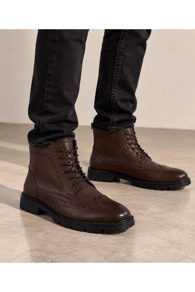 Acarbey Stylish Men's Lace-Up Boots with Embossed Details