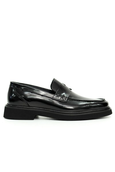Tuna Black Genuine Leather Open-Toe Loafers with EVA Soles - E720
