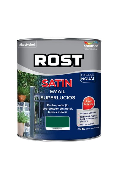 ROST Vopsea alchidică pentru lemn/metal Satin interior/exterior verde iarbă, ...