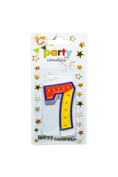 OEM Lumânare număr aniversară 7, Imprimare colorată, Set de 12