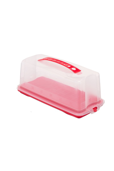 Relaxdays Rectangular cake storage box, made of polypropylene, with lid, red,...