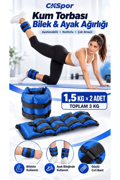CKSpor Set of 2, 1.5 KG Wrist and Ankle Weights (Sand Bags) - Total 3 KG Fitn...