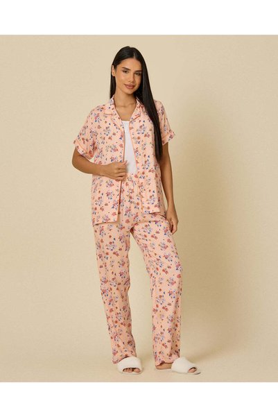 REDTAG Women Pink Floral Pyjama Set