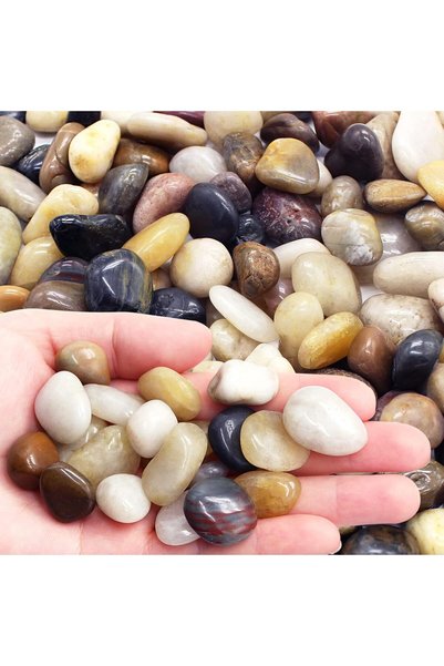 GENERAL 2.2LB Decorative Polished Pebbles for Plants, LONTOM Natural Mixed Co...