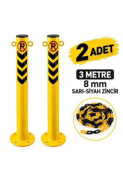 ONG PLASTIK Demir Duba Kulaklı Zincirli Delinatör Otopark Bariyeri Park Engel Demiri 75 Cm