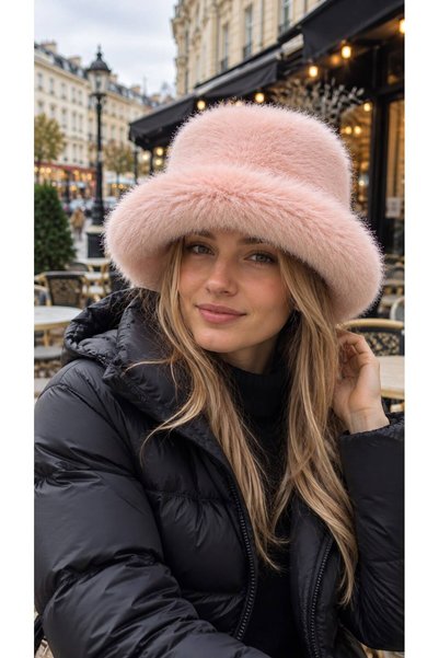 FELLMENS Pink Premium Soft-Textured Faux Fur Felt Hat for Women