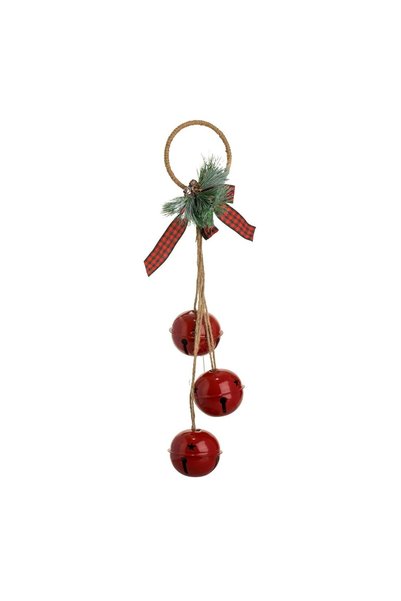 OEM Clopote Decorative de Crăciun Rosii de Ø8 cm cu Inel Sfoara și Panglica 5...